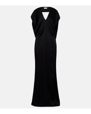 Stella McCartney Vestido Largo De Saten Con Espalda Abierta - Negro