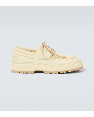 Jacquemus Pavane Leather Boat Shoes - Natural