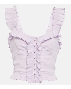 Isabel Marant Gimsy Ruffle-trimmed Crepe Crop Top - Blue