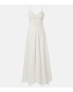 Self-Portrait Broderie Anglaise Cotton Maxi Dress - White