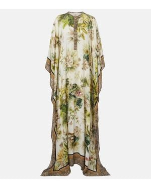 Elie Saab Savannah Printed Chiffon Kaftan - Metallic