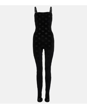 Dolce & Gabbana Logo Cotton And Silk Jumpsuit - Black