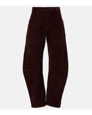 Nili Lotan Shon Mid-Rise Barrel-Leg Trousers - Red