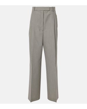 Rohe Gingham Wool-blend Wide-leg Trousers - Grey