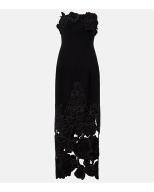 LEO LIN Rayna Floral-Applique Midi Dress - Black