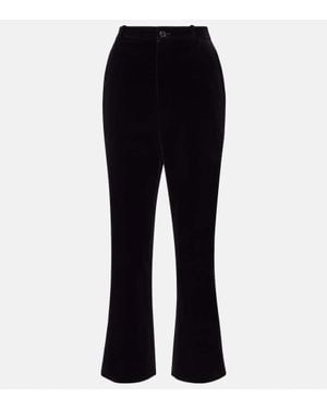 Saint Laurent Cropped-Schlaghose Aus Baumwollsamt - Blau