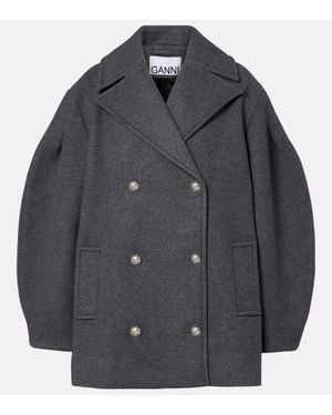 Ganni Oversize-Cabanjacke Aus Einem Wollgemisch - Grau