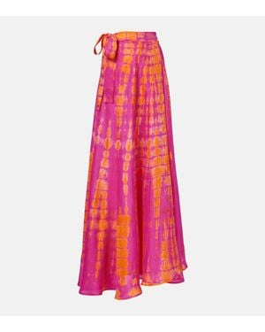 Anna Kosturova Falda Envolvente De Seda Tie-Dye - Rosa