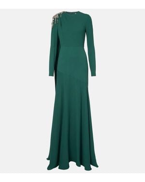 Erdem Abito Lungo Con Cristalli - Verde