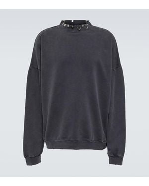 Balenciaga Verziertes Sweatshirt Aus Baumwoll-Fleece - Blau