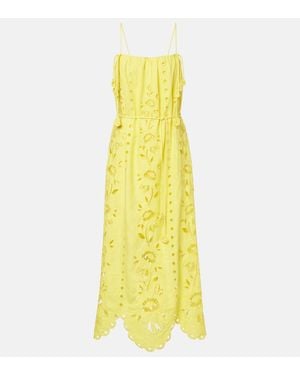 FARM Rio Richelieu Linen-Blend Maxi Dress - Yellow