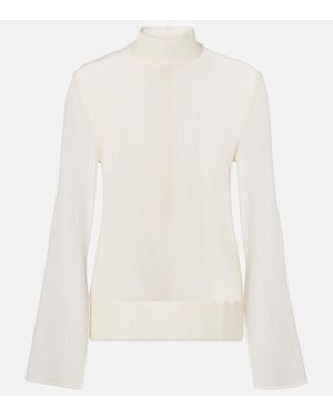 TOTEME Cotton And Silk Turtleneck Top - White