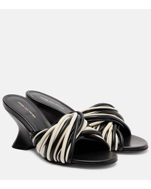 Dries Van Noten 75 Leather Wedge Mules - Black