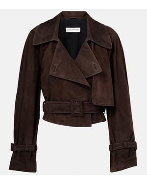 Nour Hammour Cropped-Jacke Hatti Aus Veloursleder - Schwarz