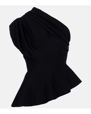KHAITE Aimee One-Shoulder Wool-Blend Top - Black