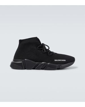 Balenciaga Speed Lace-Up Sneaker Aus Recyceltem Strick - Schwarz