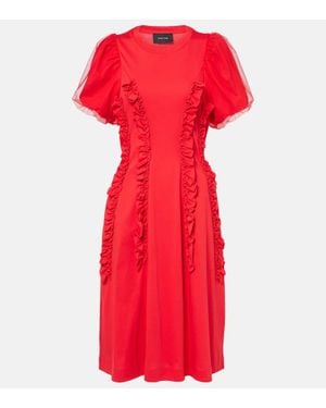 Simone Rocha Ruffled Cotton Tulle Midi Dress - Red