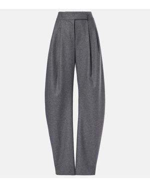 The Attico Gary Wool-Blend Barrel-Leg Pants - Gray