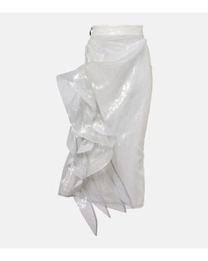 Maticevski Hymn Ruffled Sequined Midi Skirt - Grey