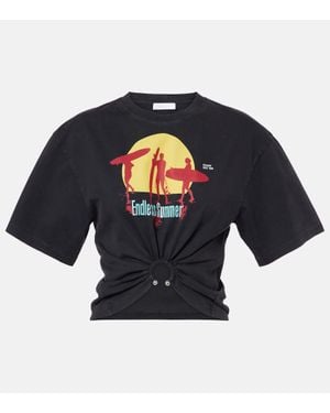 Rabanne Camiseta Cropped En Jersey De Algodon - Azul