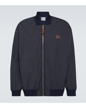 Miu Miu Chaqueta Bomber De Mezcla De Algodon - Azul