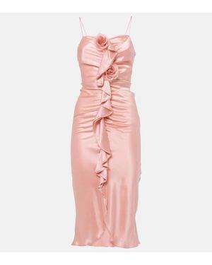 Rodarte Ruched Silk Crepe Midi Dress - Pink