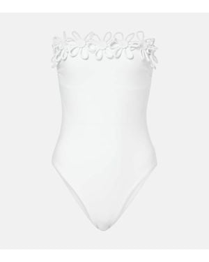 Karla Colletto Banador Bandeau Hana Bordado - Blanco
