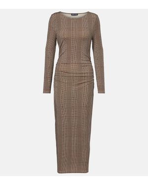 Veronica Beard Vestido Largo Charissa De Jersey Con Pata De Gallo - Marrón