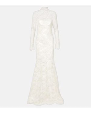 Danielle Frankel Bridal Robe Adena Aus Seide Und Wolle - Weiß