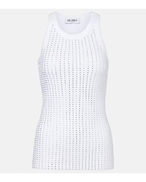 The Attico Top Aus Baumwoll-Jersey Mit Kristallen - Weiß