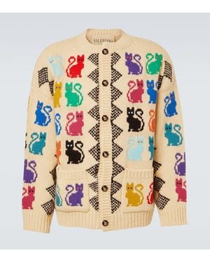 Valentino Jacquard Virgin Wool Cardigan - Multicolour