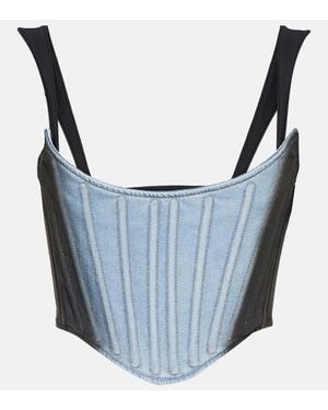 Mugler Bustier Di Jeans - Blu