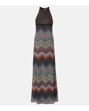 Missoni Zig Zag Halterneck Lame Maxi Dress - Multicolour