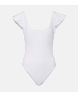 Karla Colletto Banador Alora Con Volantes - Blanco