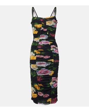 Dolce & Gabbana Midikleid Aus Tuell - Schwarz