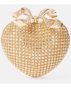 Self-Portrait Clutch Crystal Heart Mit Kristallen - Mettallic
