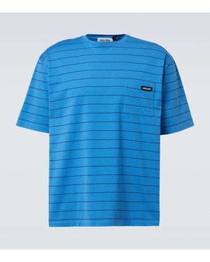 Miu Miu Camiseta De Jersey De Algodon A Rayas - Azul