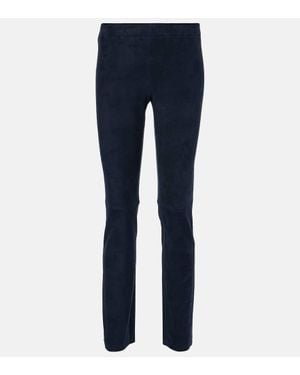 Stouls Schmale Hose Jacky Aus Veloursleder - Blau