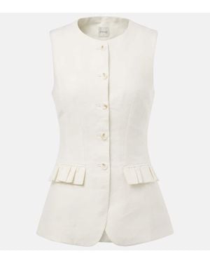 Posse Matilda Ruffled Linen Vest - White
