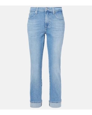 7 For All Mankind Mid-Rise Skinny Jeans - Blue