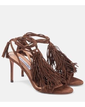Aquazzura Sandalen 85 Aus Veloursleder - Braun