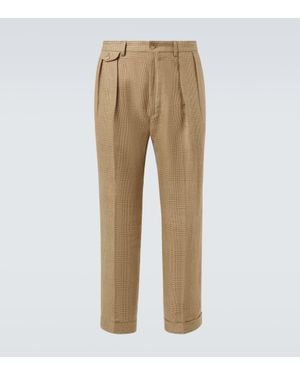 Polo Ralph Lauren Whitman Plaid Linen-Blend Straight Pants - Natural