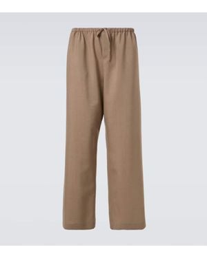 The Row Weite Mid-Rise-Hose Donatello Aus Wolle - Natur