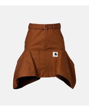 Sacai X Carhartt Minifalda De Lona De Algodon - Marrón