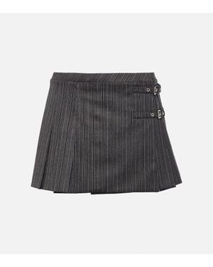 Alessandra Rich Minifalda A Rayas Con Cinturon - Gris
