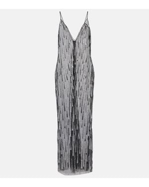 Rodarte Embellished Semi-Sheer Maxi Dress - Gray