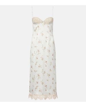 Magda Butrym Floral Crochet-Trimmed Silk Slip Dress - White