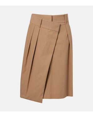 Loewe Draped Cotton Midi Skirt - Natural