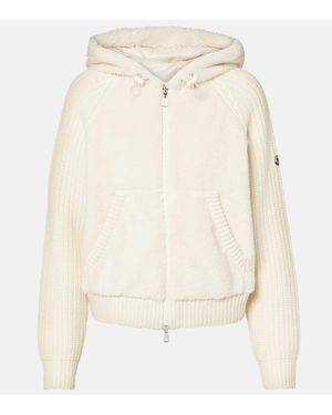 Moncler Wool And Teddy Cardigan - Natural