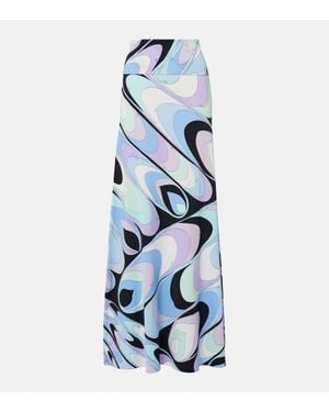 PUCCI Jersey Satin Maxi Skirt - Blue